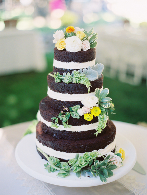 Unfrosted Chocolate Wedding Cake