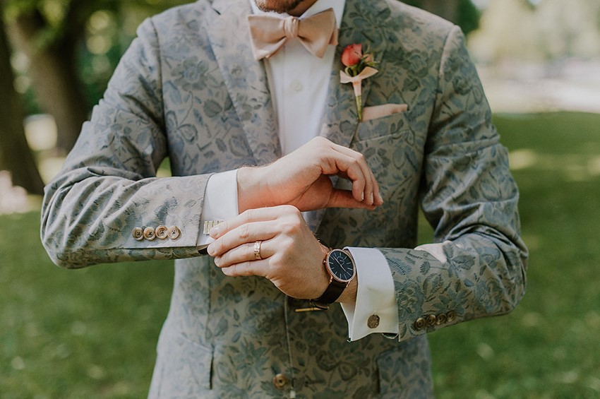 Groom in a Floral Suit // Photography ~ Anna Page Photography
