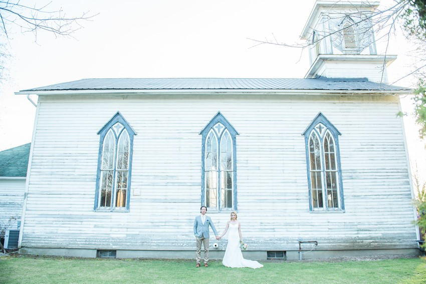 Bride & Groom Outside a Vintage Wedding Chapel // Photography ~ Injoy Imagery