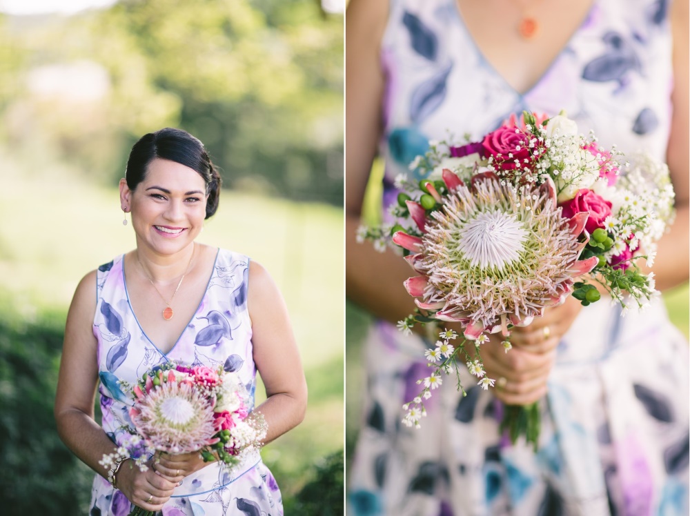 Bridesmaid with Pink DIY Bouquet // Photography ~ White Images