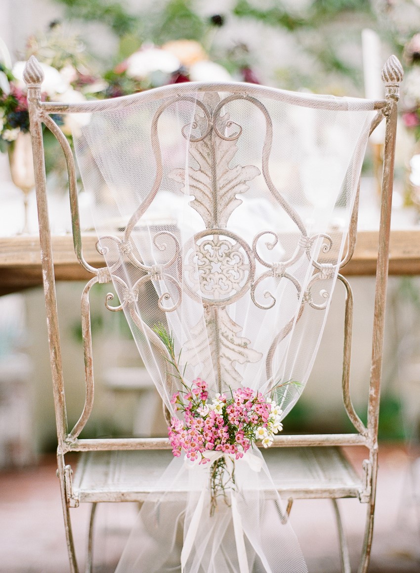 Pretty Floral Wedding Chair Decor // Photography ~ Rebecca Yale Photography