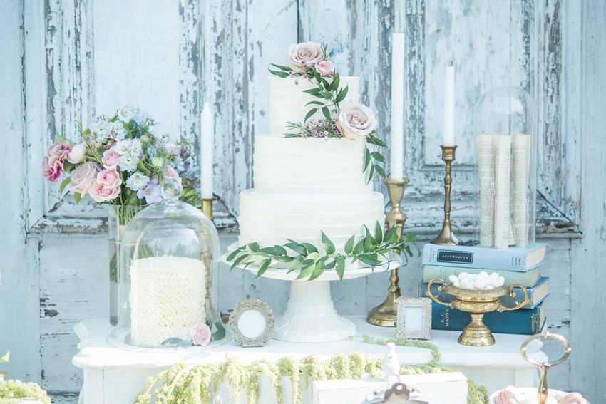 Vintage Wedding Cake Display Table // Photography ~ Injoy Imagery