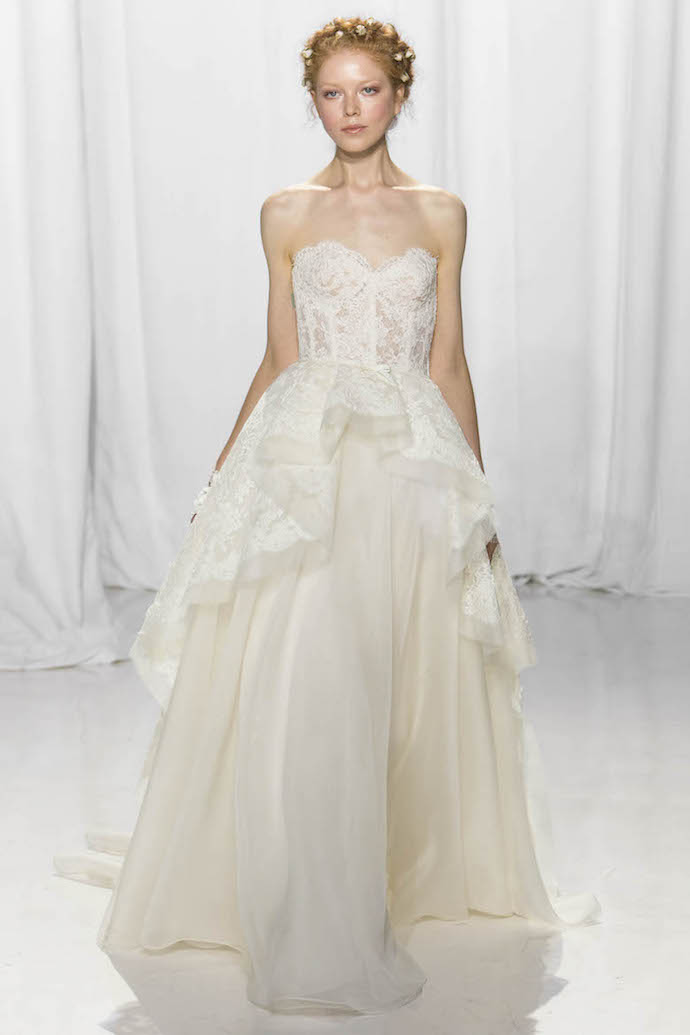 Lace Wedding Dress with Overskirt from Reem Acra