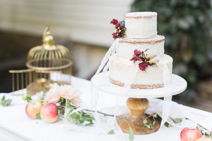 Fall Semi Naked Wedding Cake // Photography ~ Anna Scott Photography