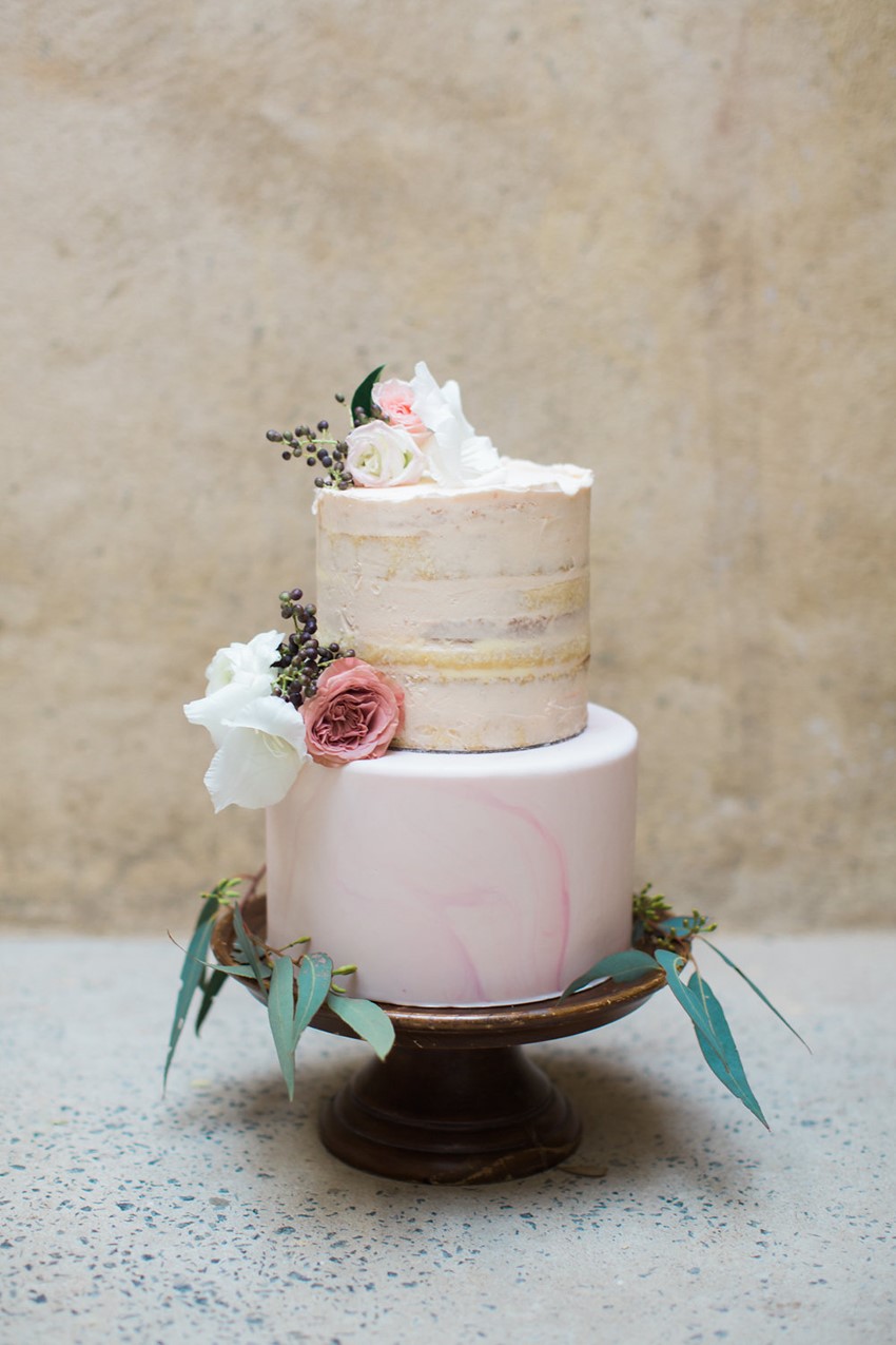 Romantic Palest Pink Wedding Cake // Photography ~ White Images