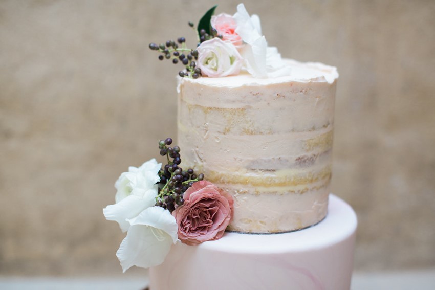 Romantic Palest Pink Wedding Cake // Photography ~ White Images