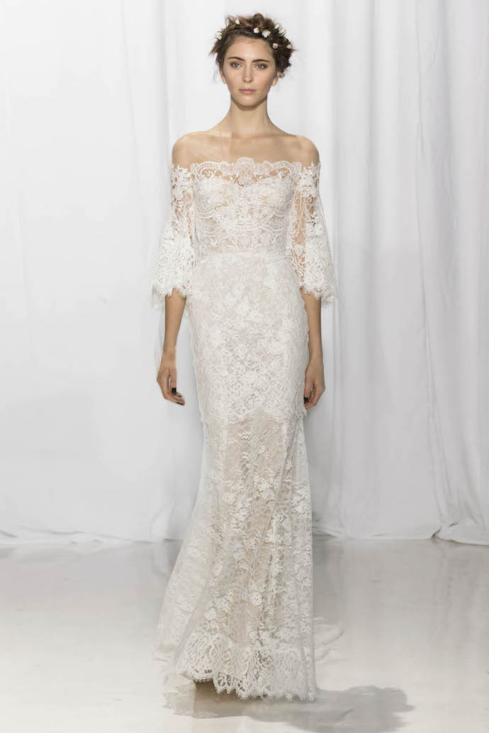 Off Shoulder Lace Wedding Dress from Reem Acra