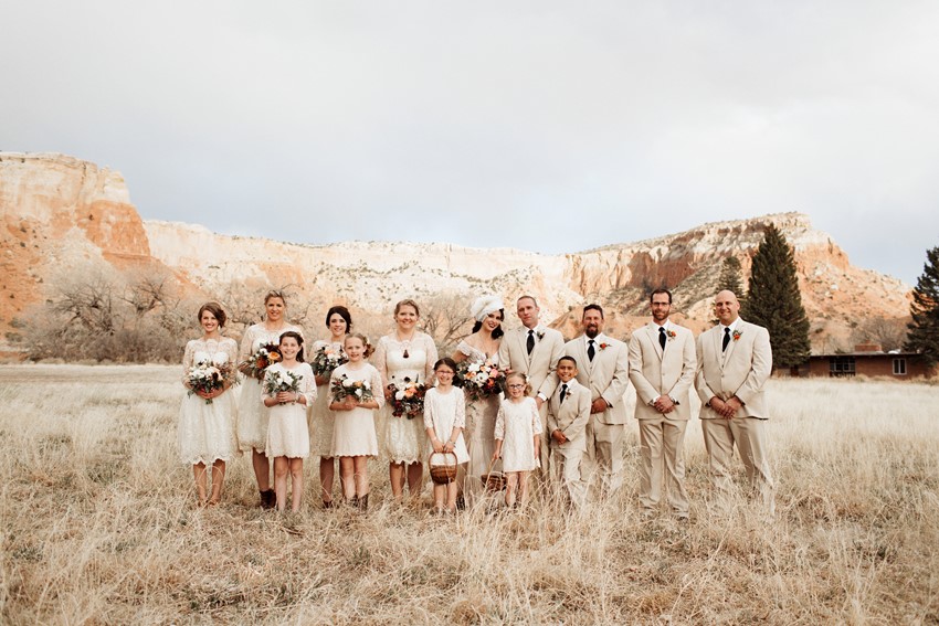Neutral Desert Wedding Party // Photography ~ Elizabeth Wells Photography