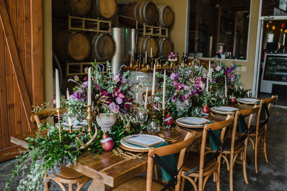Rustic Winery Wedding Tablescape // Photogrpahy ~ Ashley D Photography