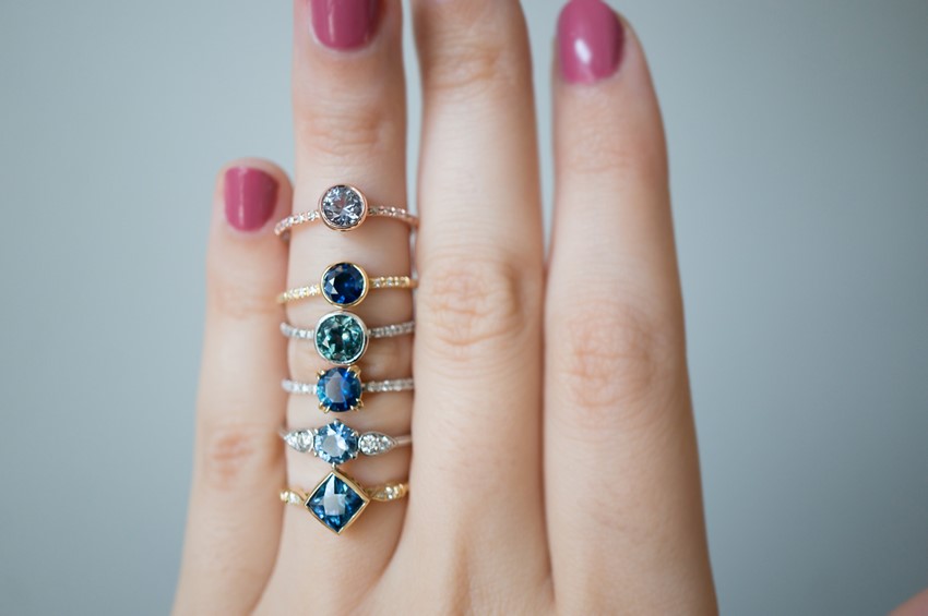 Blue Modern Vintage Engagement Rings from S. Kind & Co