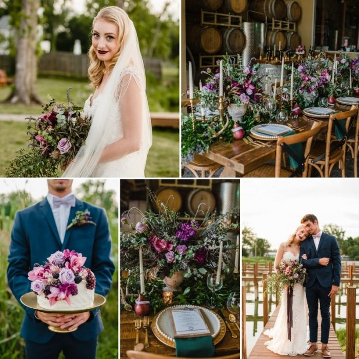 Rich & Rustic Winery Wedding with Pretty Purple Florals - Chic Vintage ...