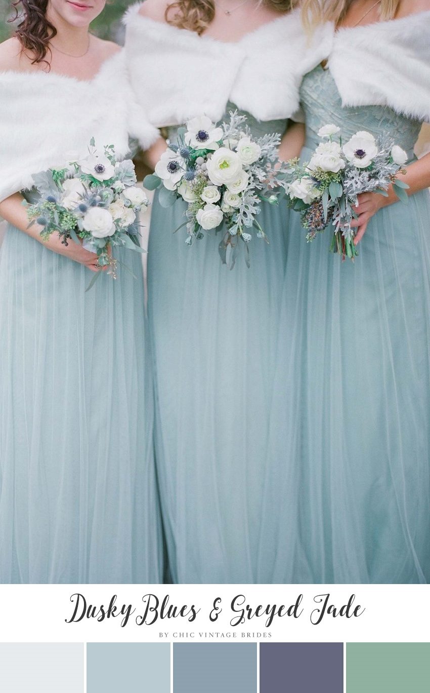 Romantic Winter Wedding Color Palette - Dusky Blue & Greyed Jade