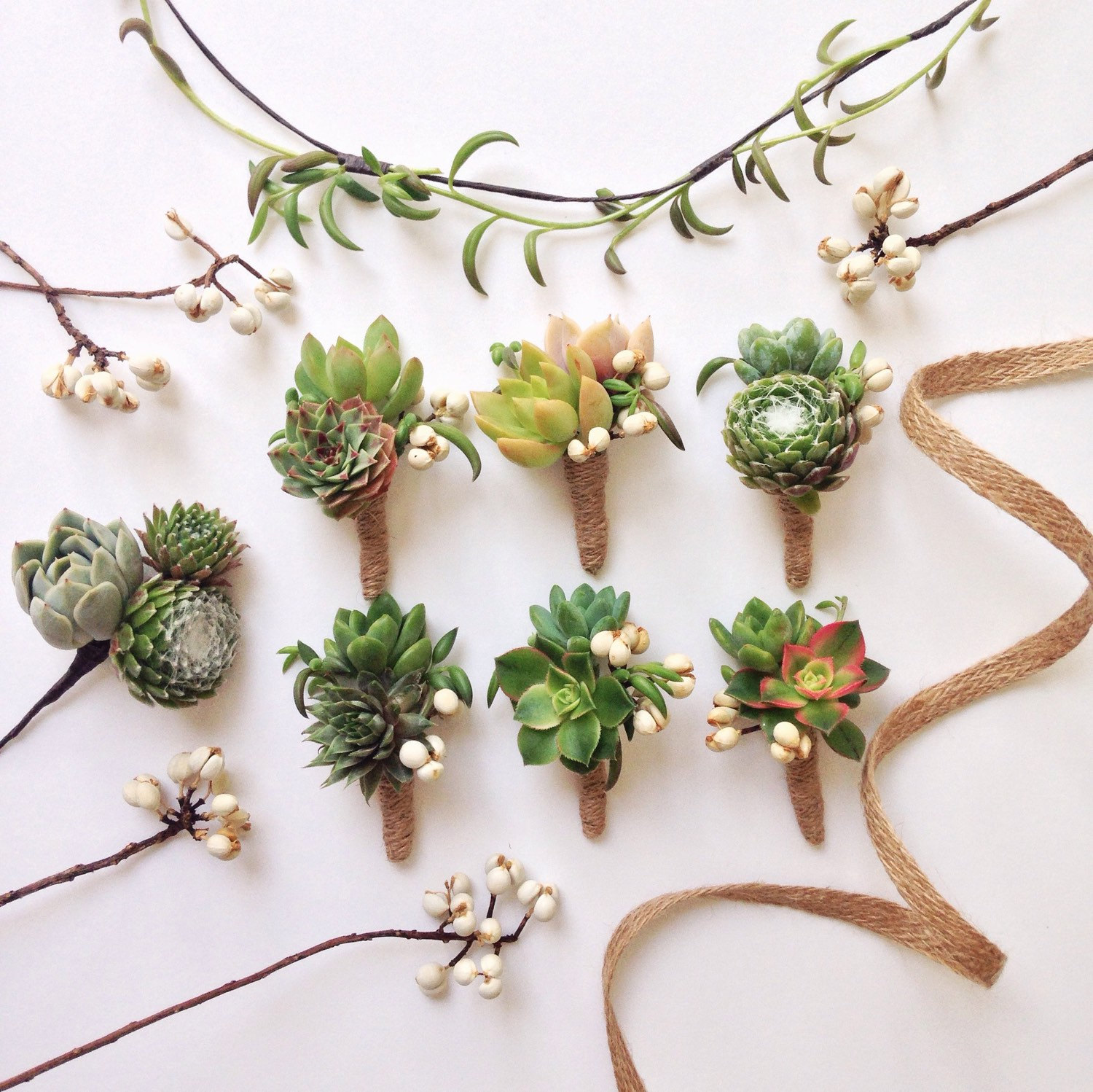 Greenery Boutonnieres Succulents