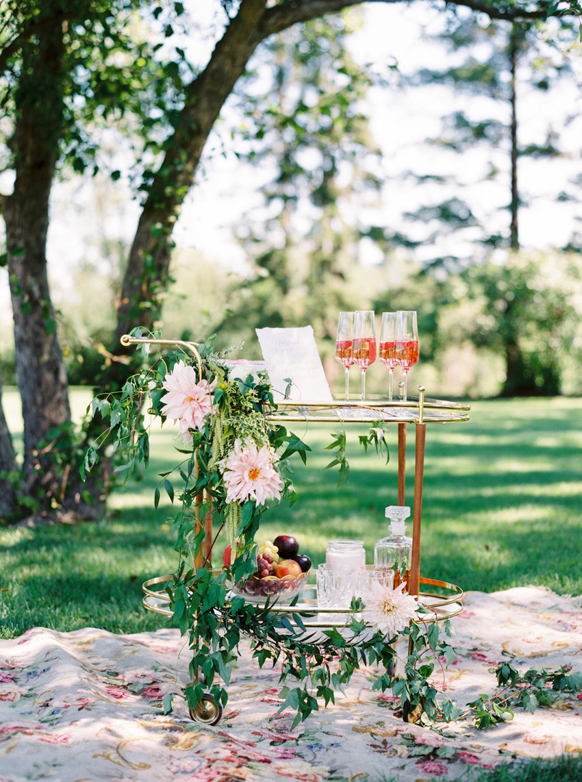 Romantic Garden Wedding Drinks Trolley