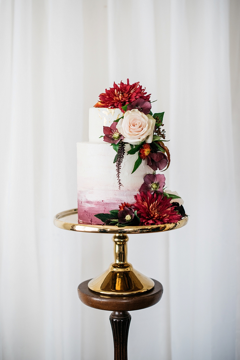Painted Garnet Wedding Cake
