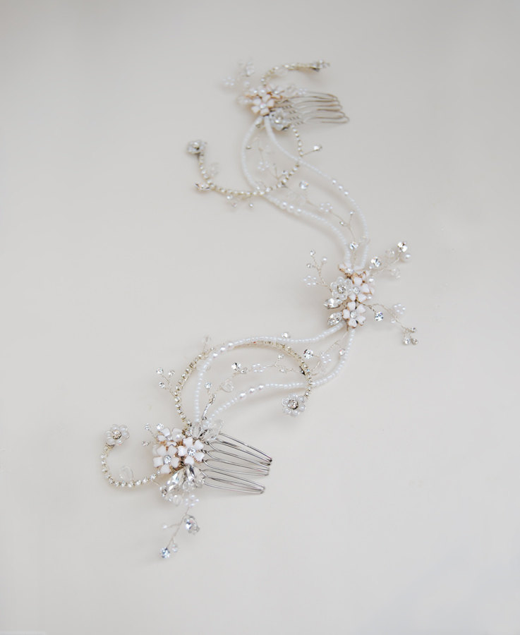 Delicate Bridal Hair Adornment from Elibre Handmade