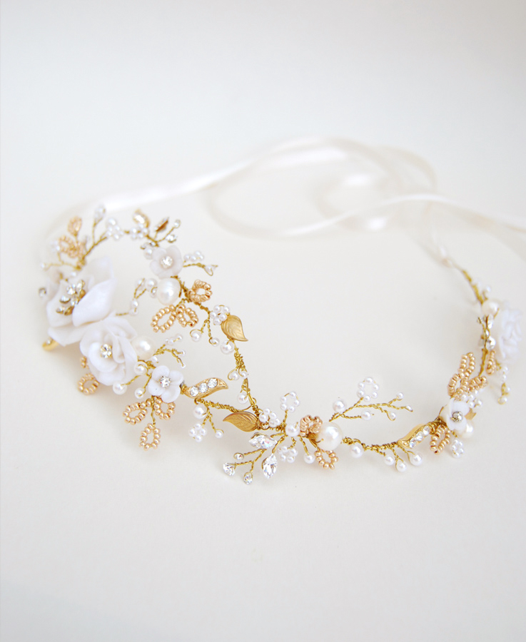 Delicate Bridal Halo from Elibre Handmade Style 348