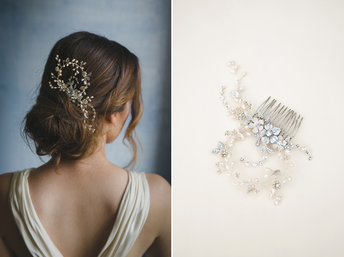 Silver Floral Bridal Comb from Elibre Handmade