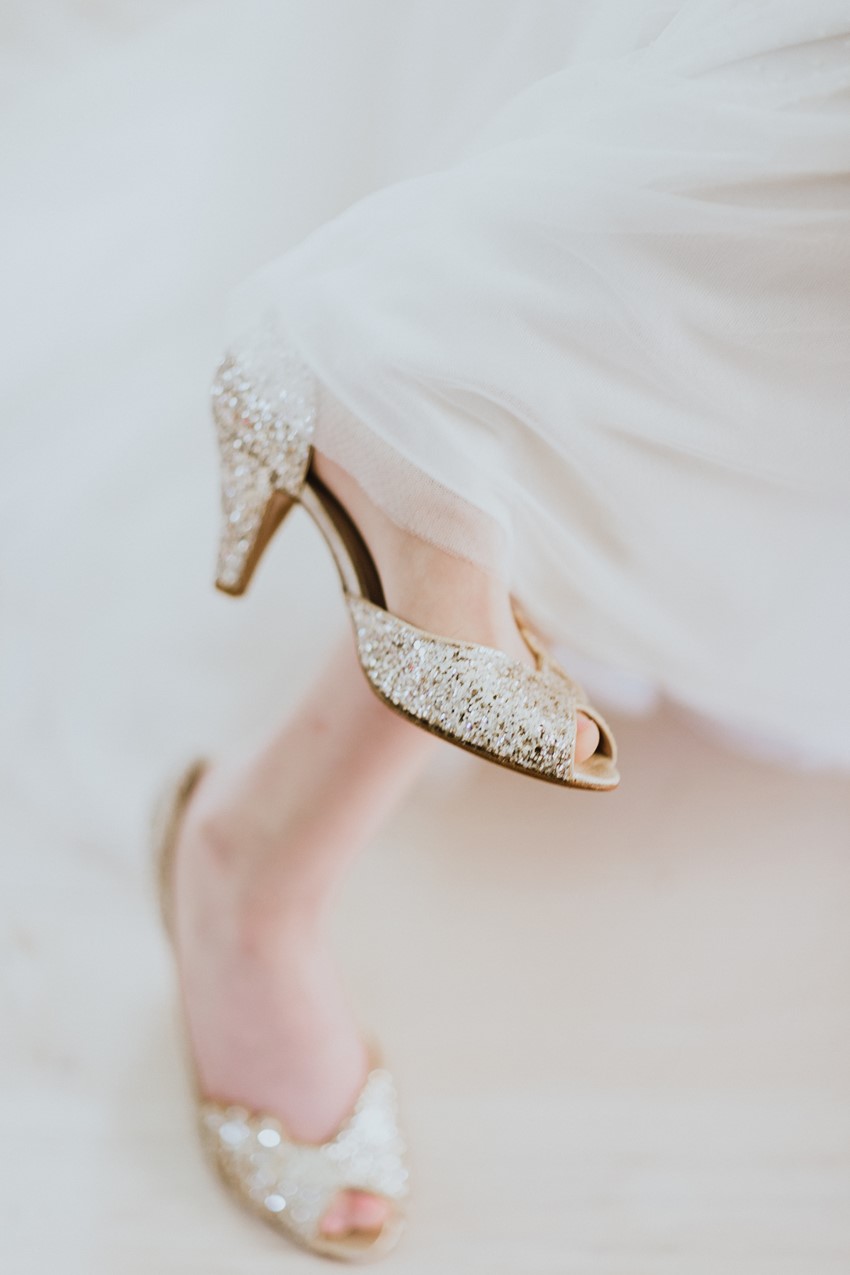 Vintage Inspired Gold Bridal Sparkly Shoes