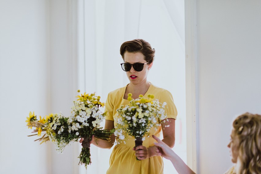 Yellow Vintage Bridesmaid & Bouquets