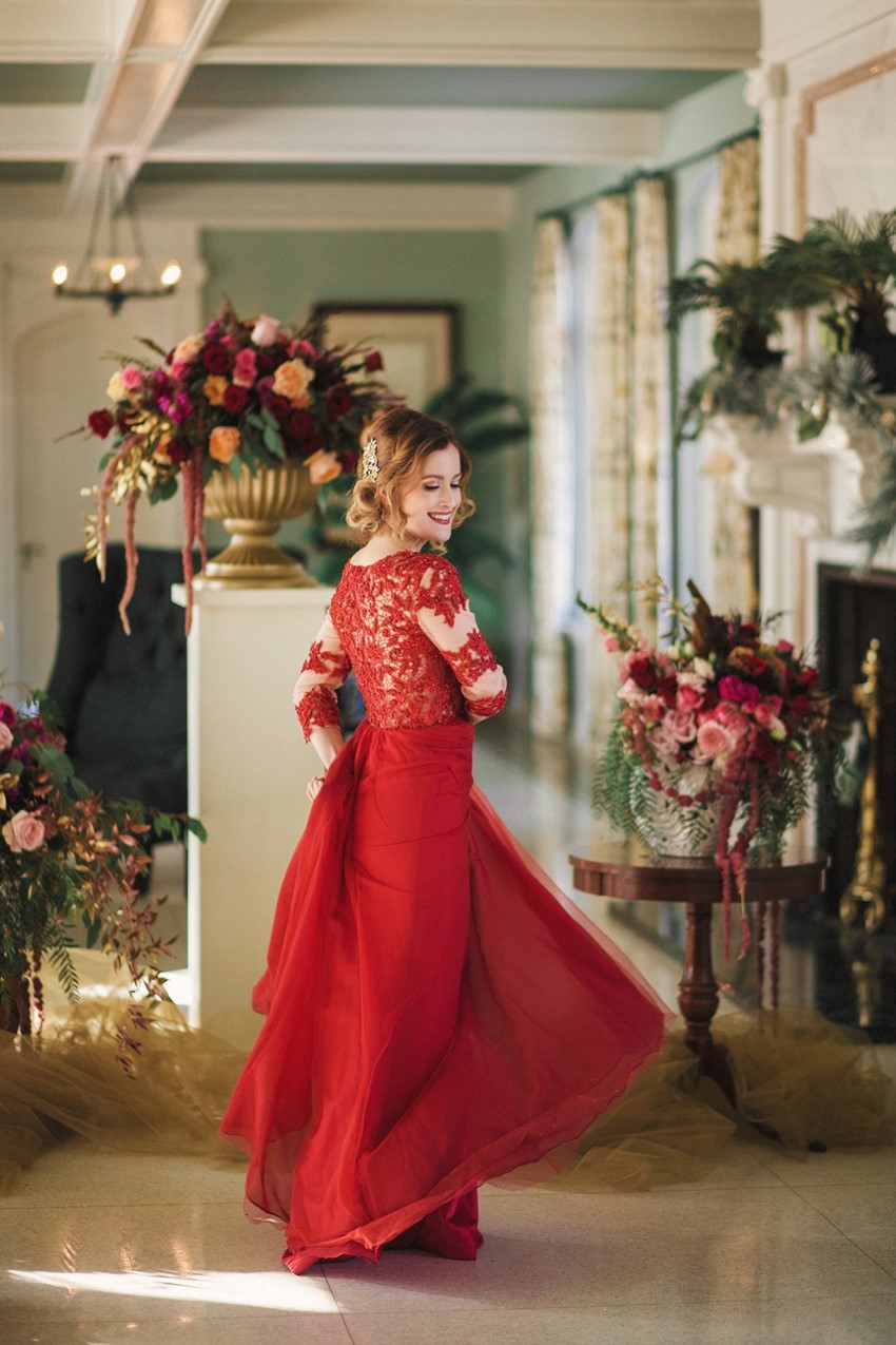 Opulent Red Valentines Wedding Dress