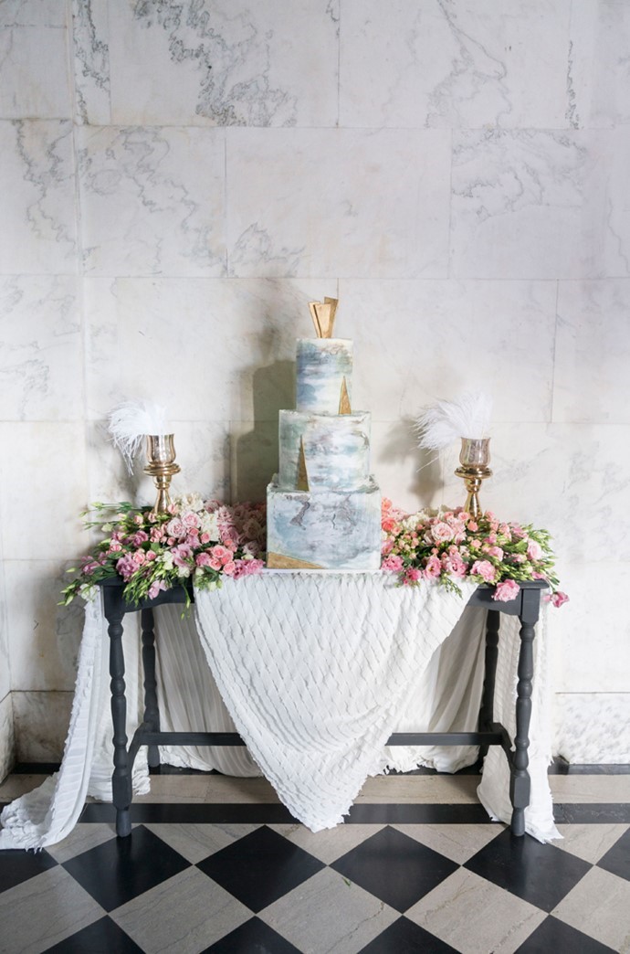 Art Deco Inspired Marble Wedding Cake