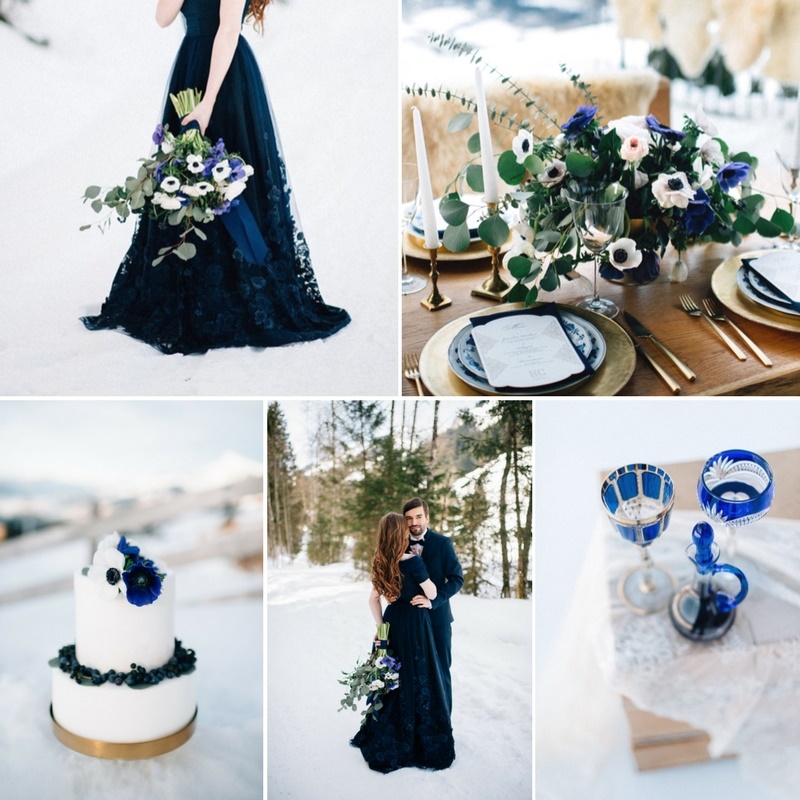Romantic Blue Snowy Mountain Wedding Inspiration