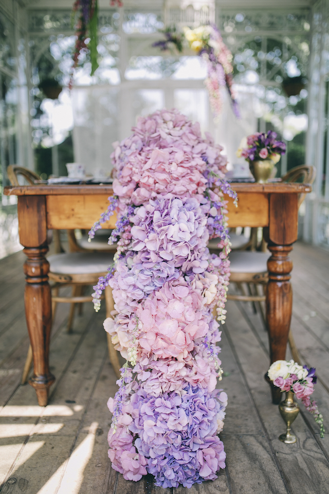 Purple Cascading Floral Centerpiece