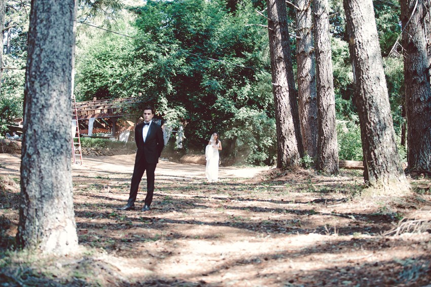 Romantic Woodland Wedding First Look