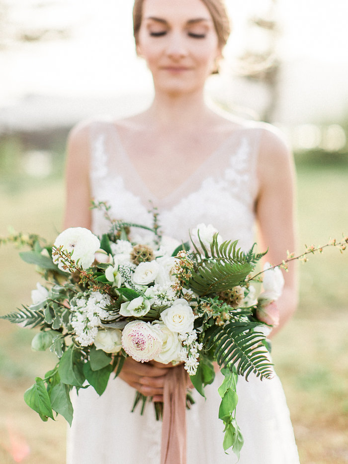 Romantic Elopement White & Greenery Bridal Bouquet