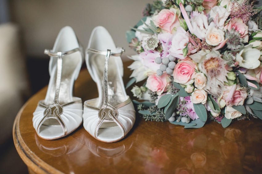 Vintage Bridal Shoes and Bridal Bouquet