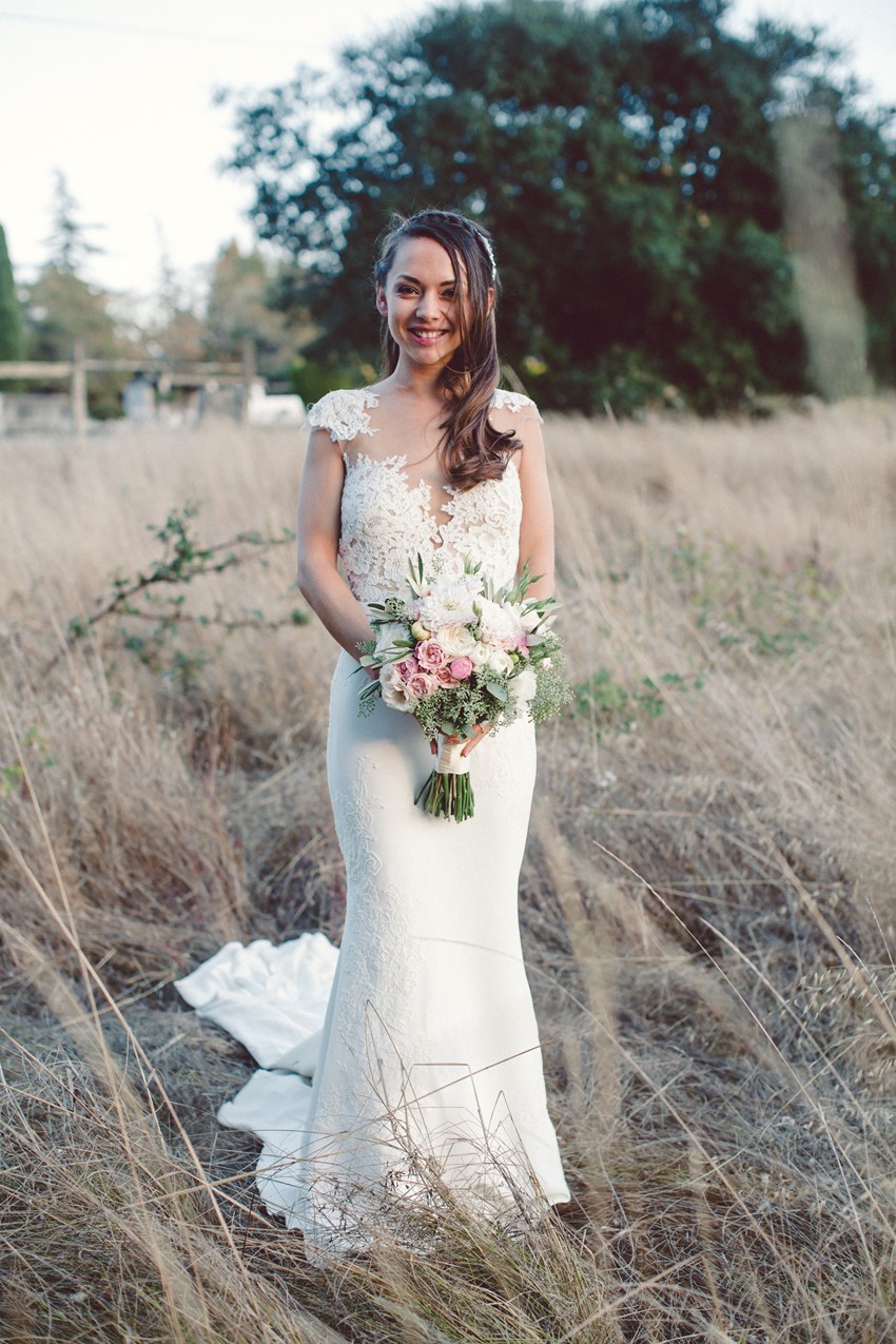 Elegant Bride with Hand Tied Bouquet