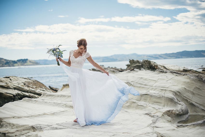 Blue Ombre Wedding Dress for a Beach Wedding