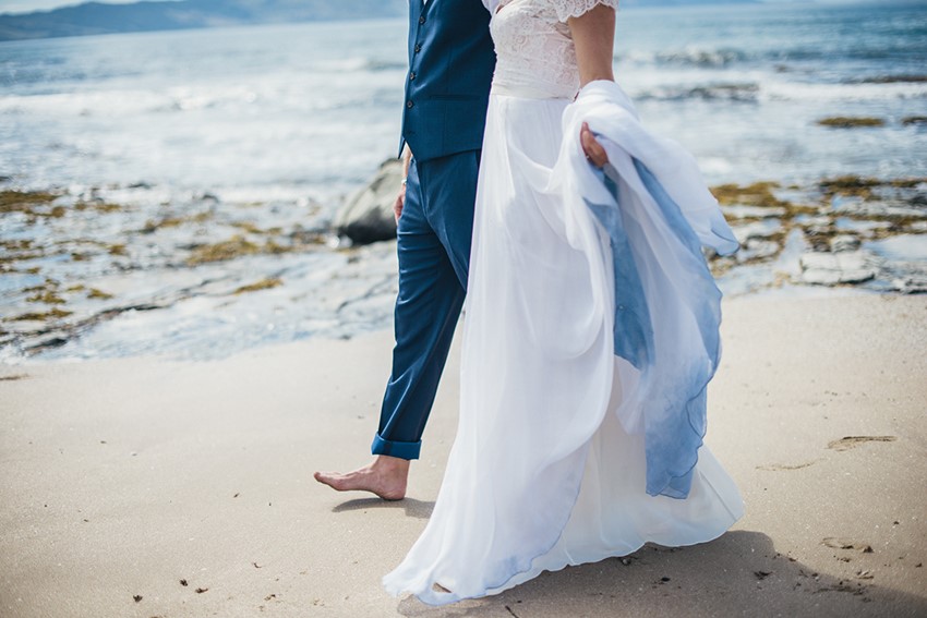 Blue Ombre Wedding Dress for a Beach Wedding