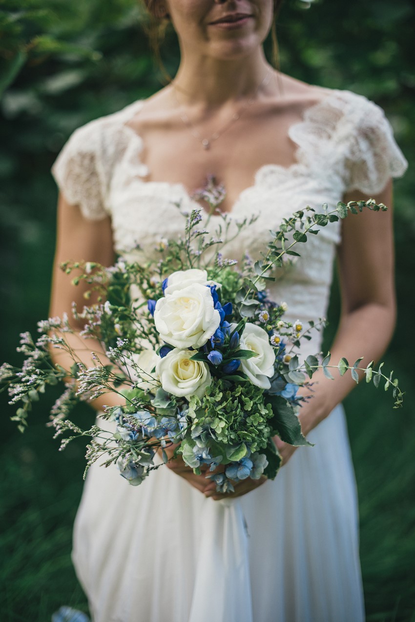 Blue & White Just Picked Bridal Bouquet