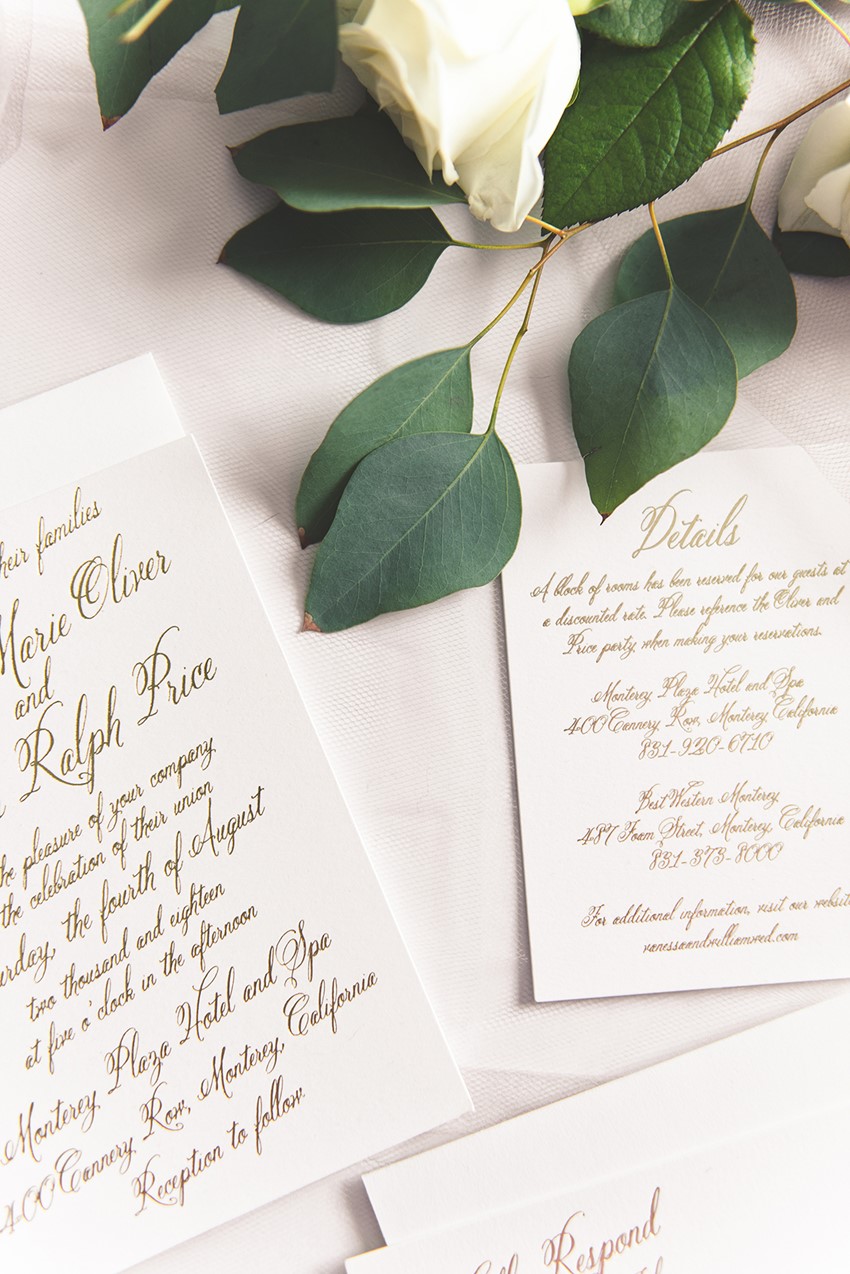 Elegant Gold Calligraphy Wedding Stationery Suite from Wedding Paper Divas