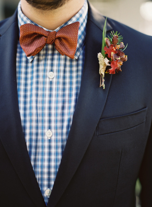 Patterned Shirt and Contrasting Tie & Boutonniere