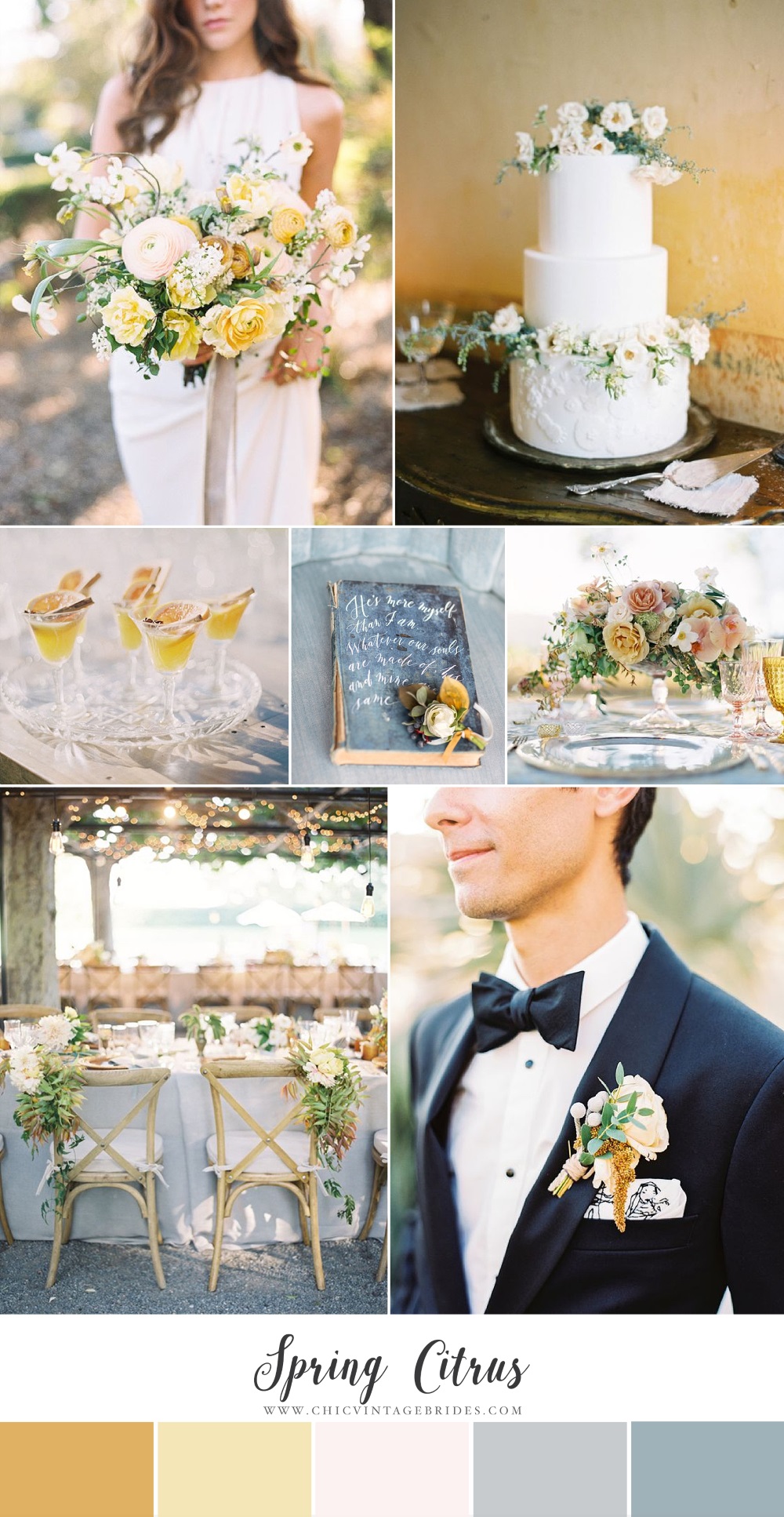 Spring Citrus - Chic Wedding Inspiration in Yellow & Slate Blue