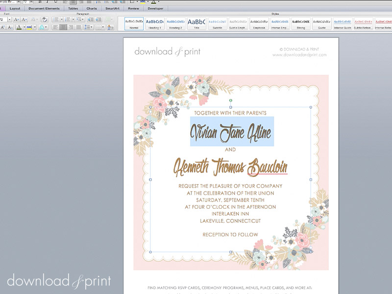 Vintage Handkerchief Wedding Invitation DIY with Download & Print