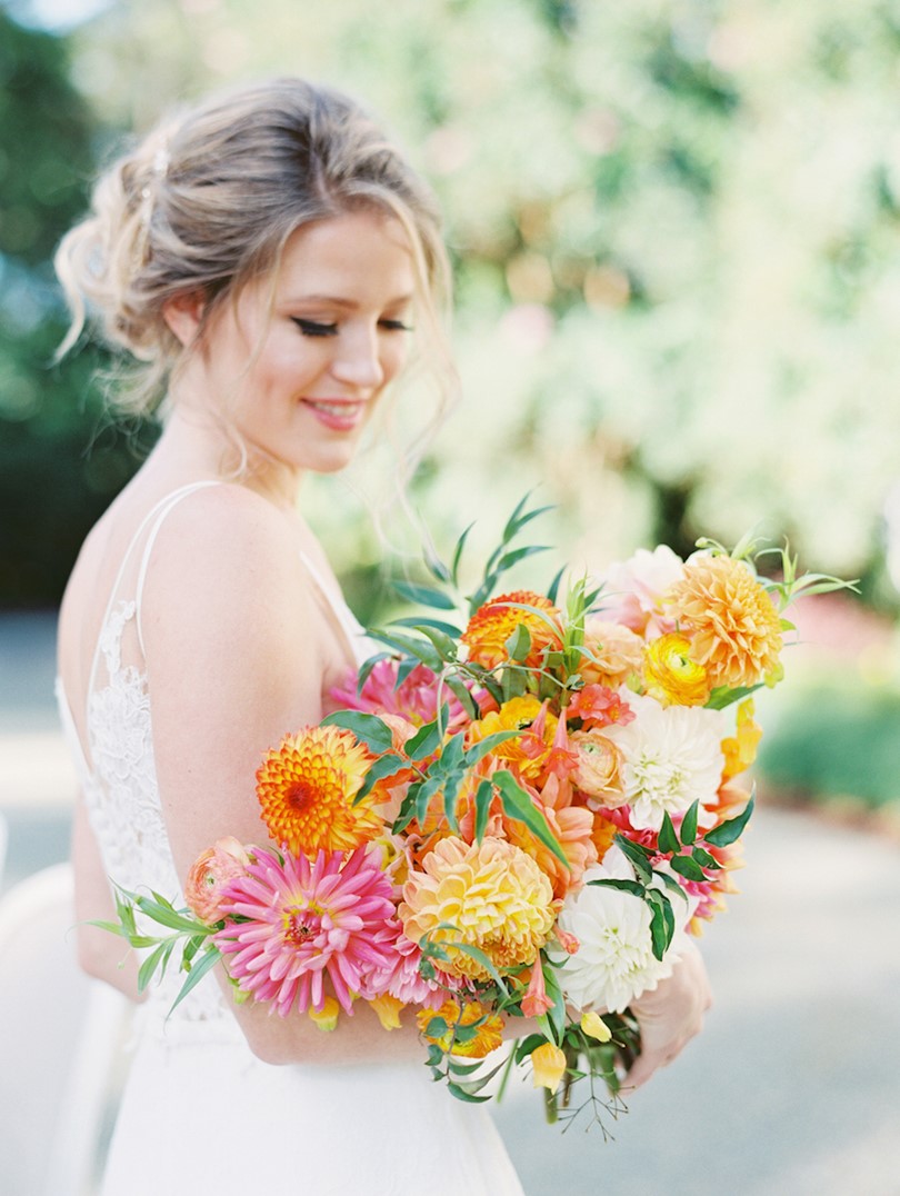 Citrus Colored Bridal Bouquet