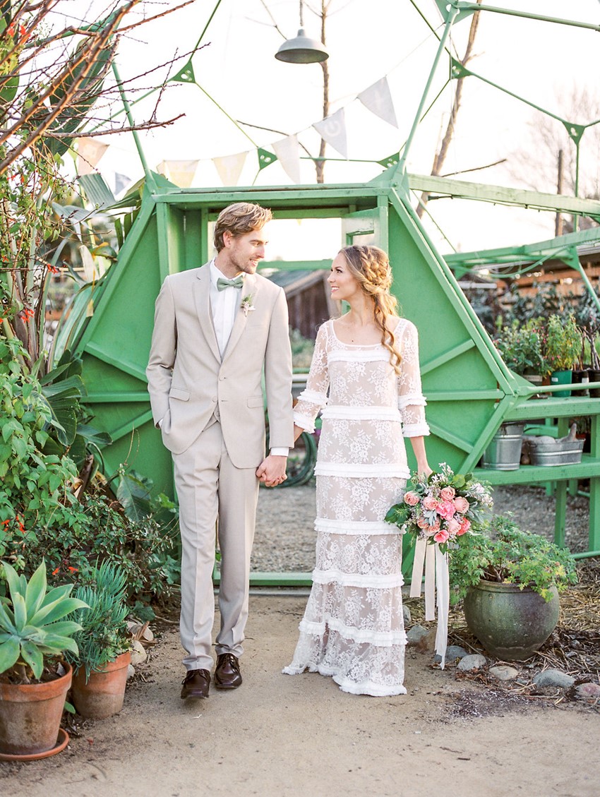 Organic Spring Wedding Bride & Groom