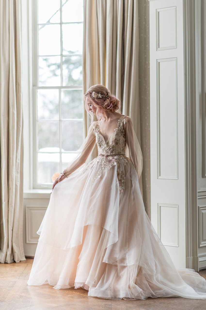 Beautiful Blush Wedding Dress from Catherine Langlois