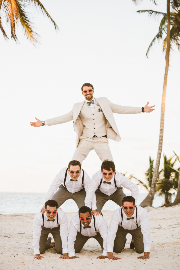 Destination Wedding Groomsmen in Suspenders