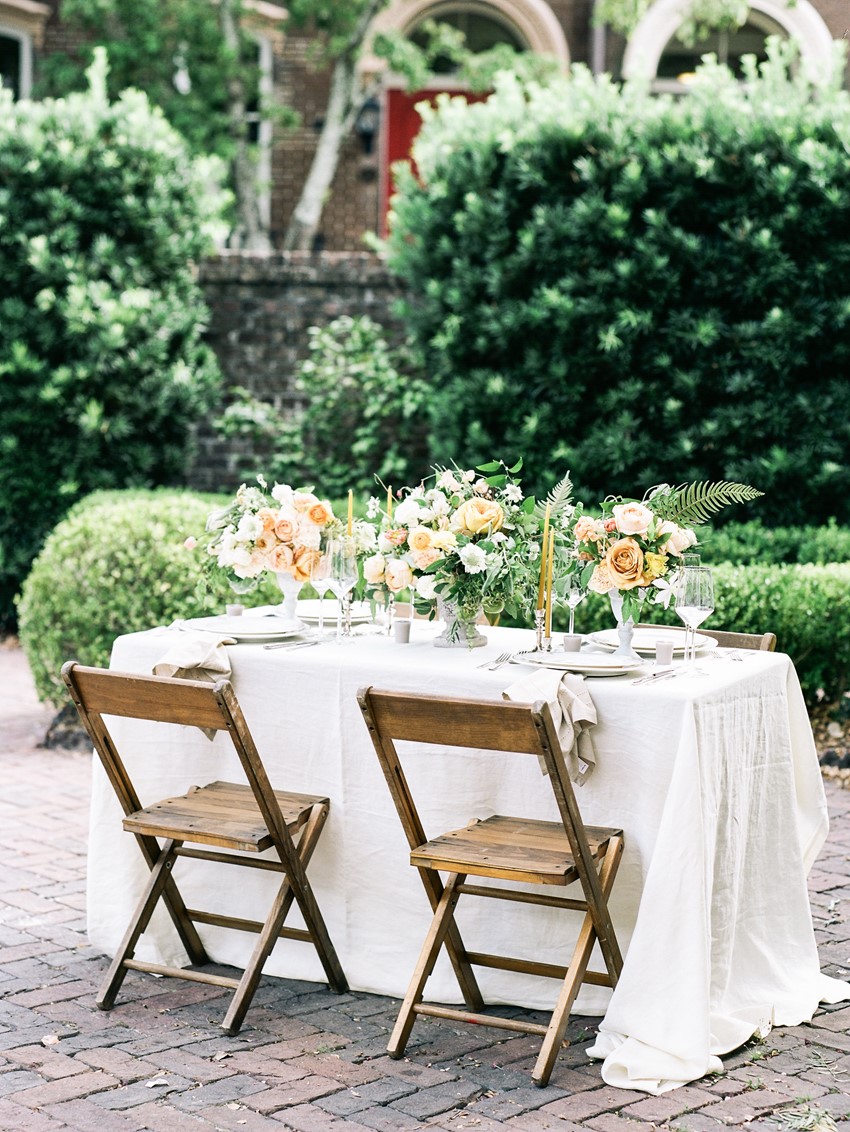 Peach & Yellow Elopement Sweetheart Table