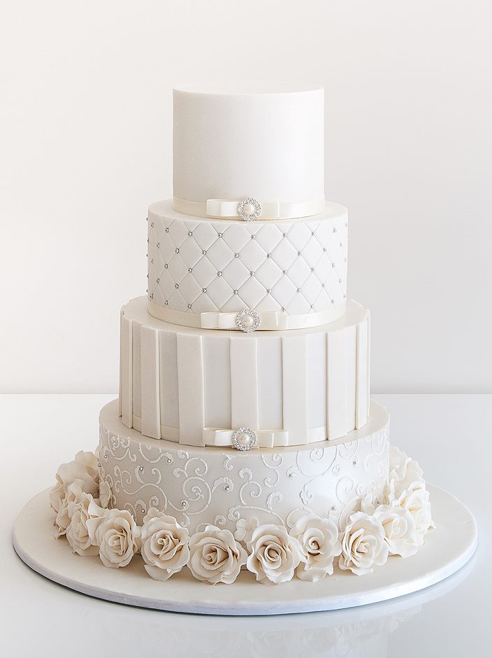 Glam White Wedding Cake