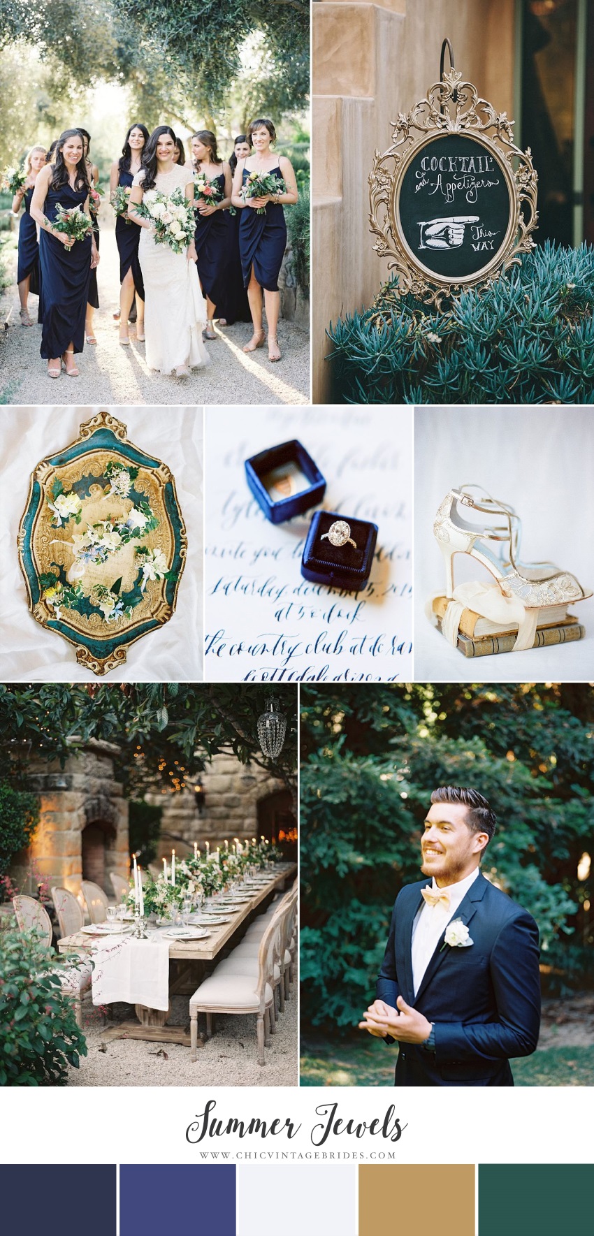 Summer Jewels - Garden Wedding Inspiration in Midnight Blue & Emerald