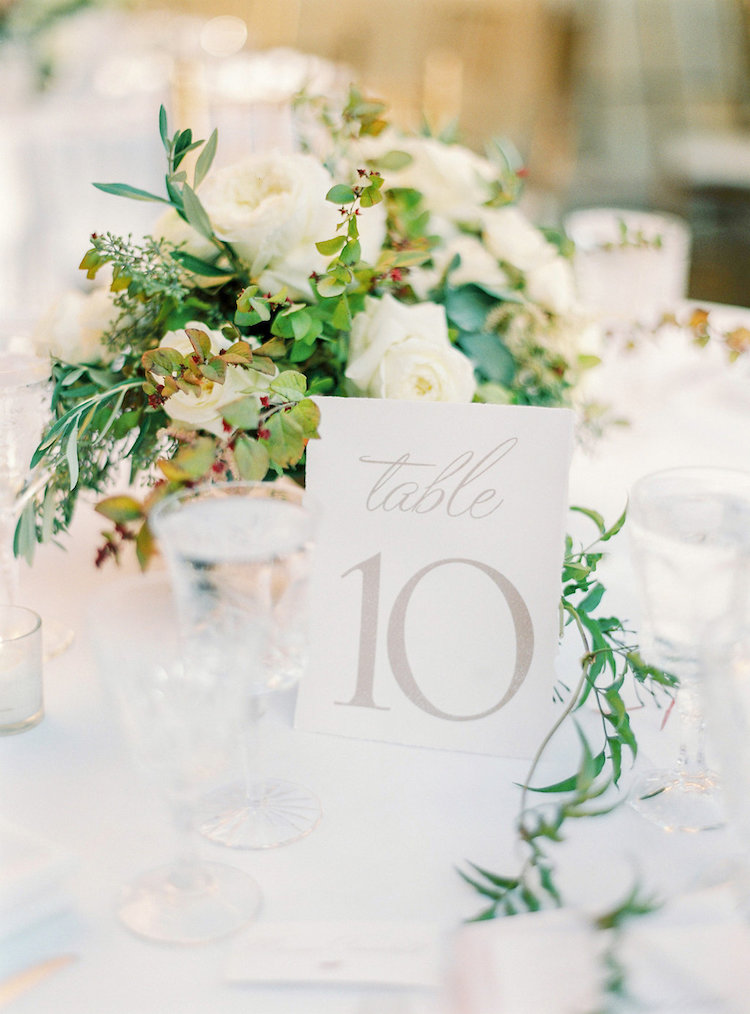 Elegant Villa Wedding Reception Centerpiece & Table Number