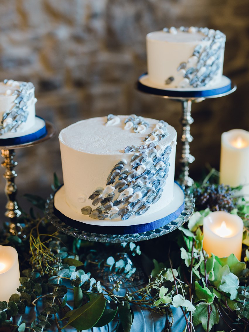 Blue & Silver Mini Wedding Cakes