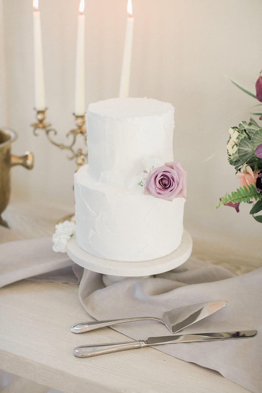 Romantic Two Tier White Wedding Cake