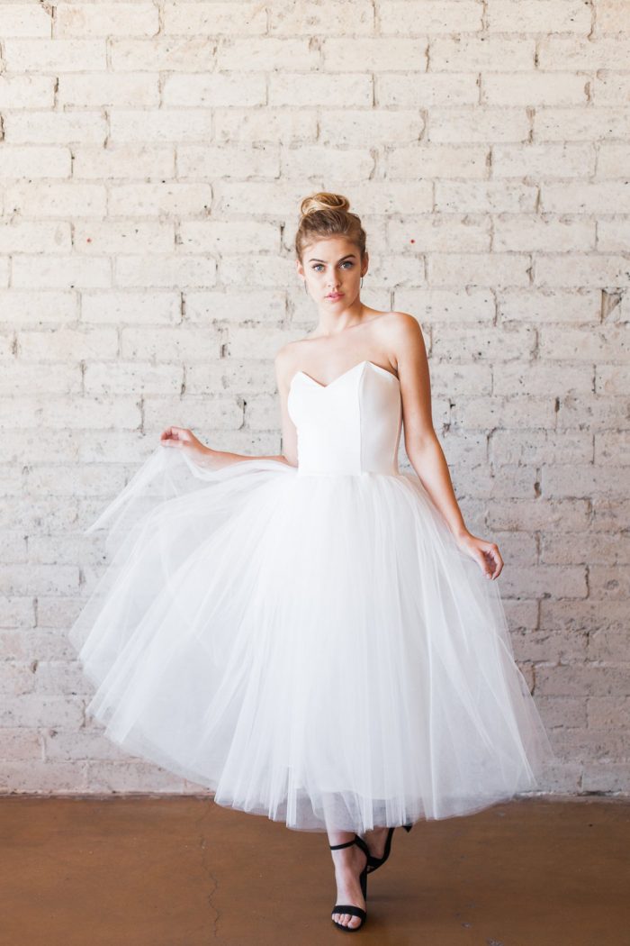 Tulle Sweetheart Strapless Tea Length Wedding Dress - Chic ...